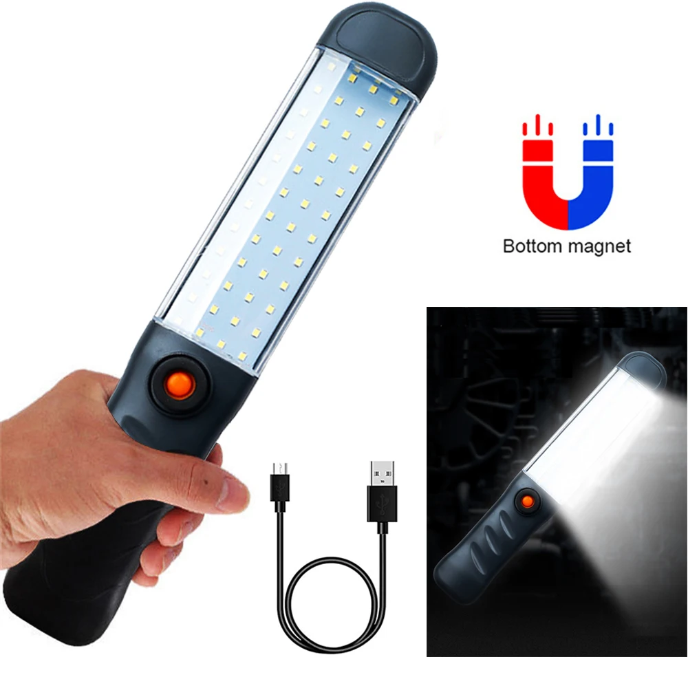 Rechargeable LED Work Light Magnetic Base Waterproof 3 Modes LED Flashlight Inspection Light for Car Repair Household Outdoor