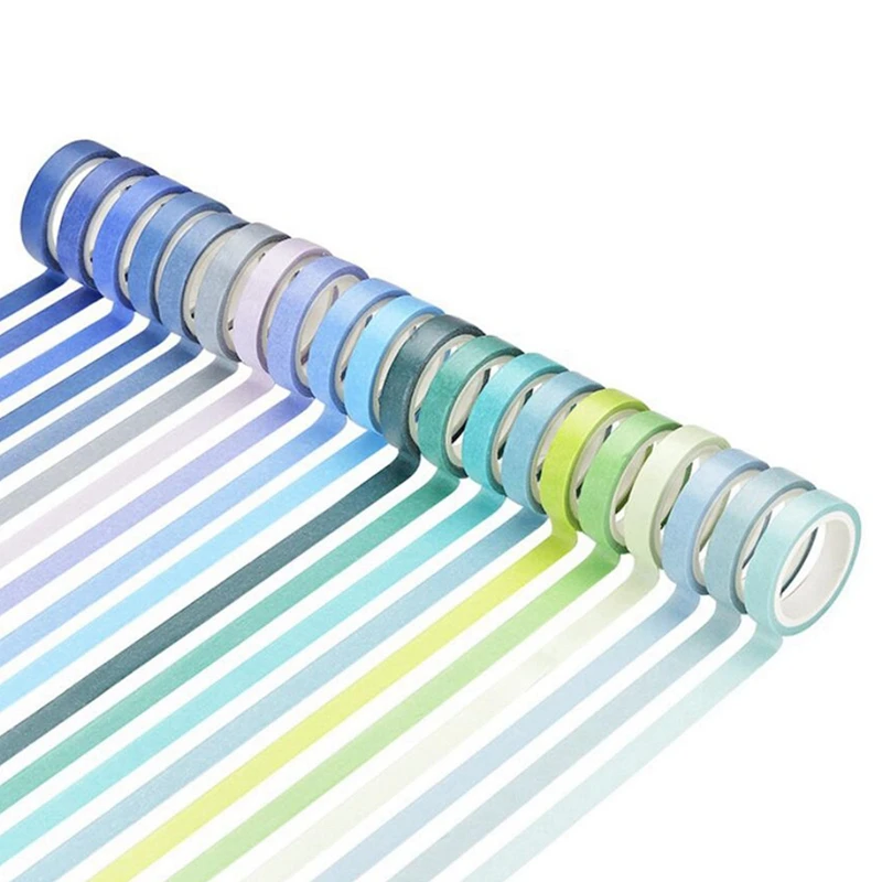 120 Pcs Basic Solid Color Washi Tape Rainbow Masking Tape Decorative Adhesive Tape Sticker Scrapbook Diary Stationery