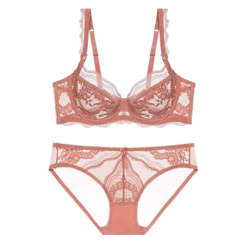 New Fashion Ultra-thin Lace Underwea Set French-style Solid Soft Underwire Bra Multiple Sizes Women's Underwear Push Up Bra