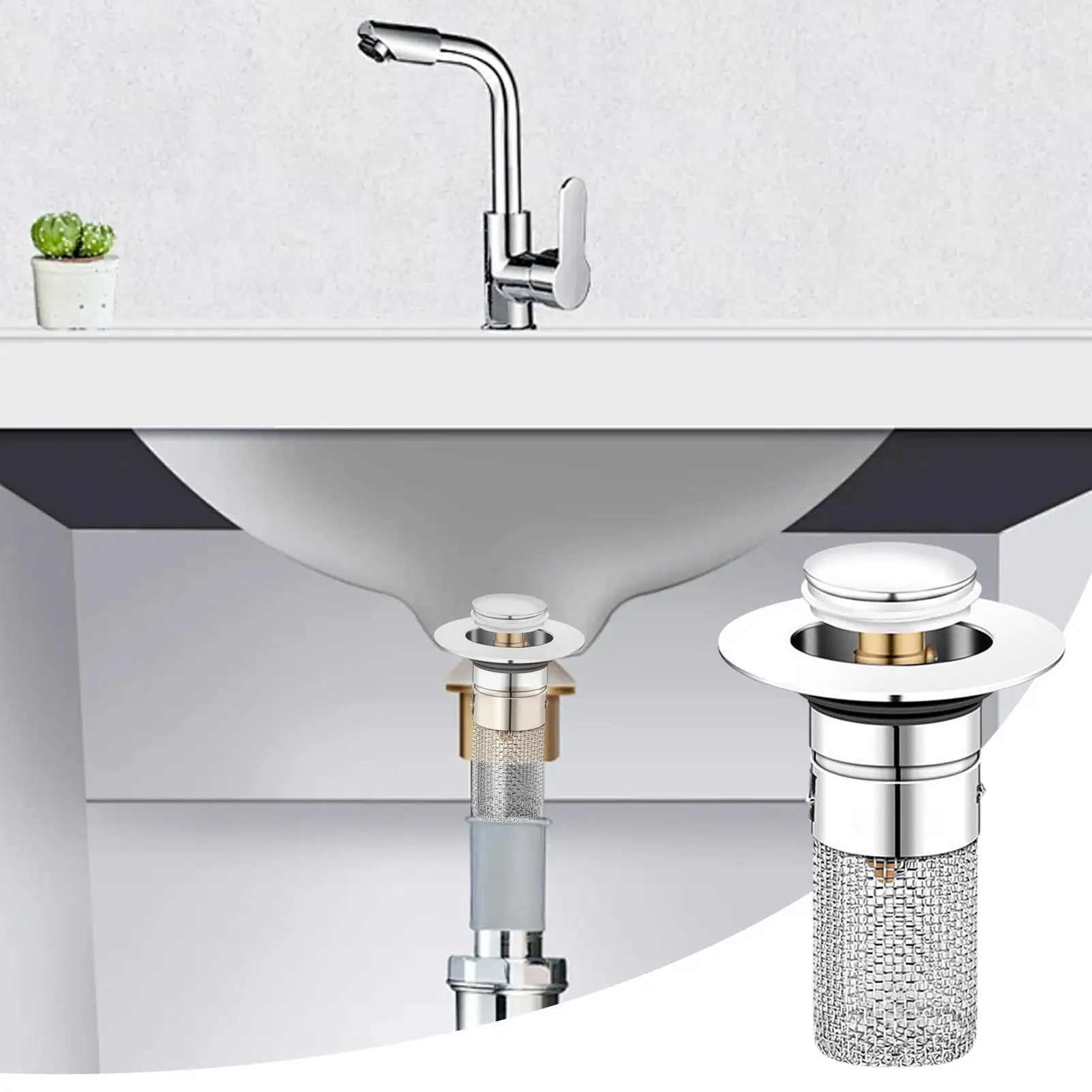 1PCS Washbasin Leak Plug Stainless Steel Pop-Up Sink Universal Accessory for Washbasin Removable Basket Sink Drain Strainer