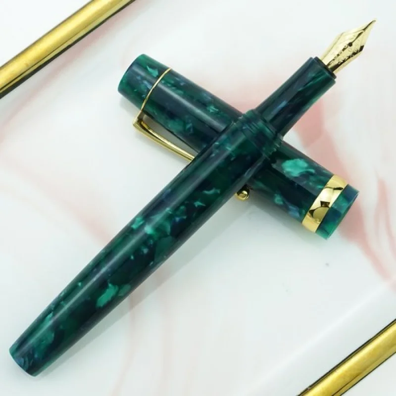 A+ Jinhao Acrylic Dark Green Fountain Pen Beautiful Ink Pen and Converter EF/F/Bent
