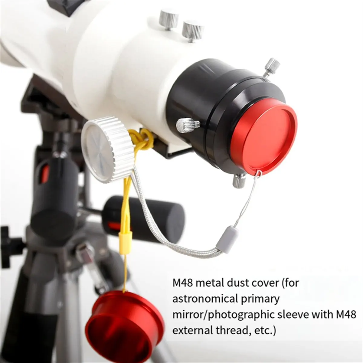 DT75BG Fully Metal Telescope Lens Dust Cap Protection Cover M48X0.75mm for Astrophotography Red
