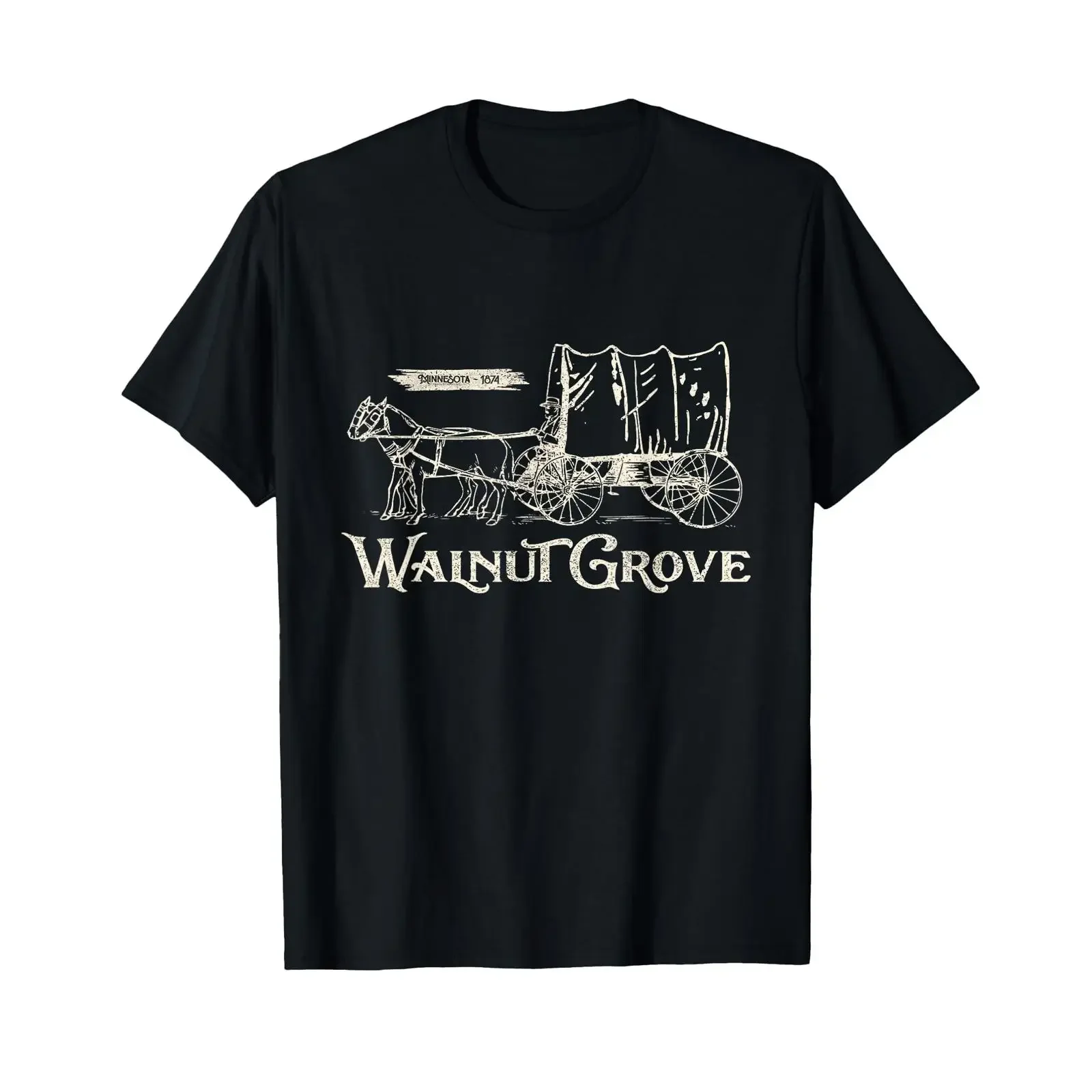Walnut Grove Minnesota USA est 1874 Prairie Wagon T Shirt vintage Washed Top For Everyday Wear fashion Breathable graphic