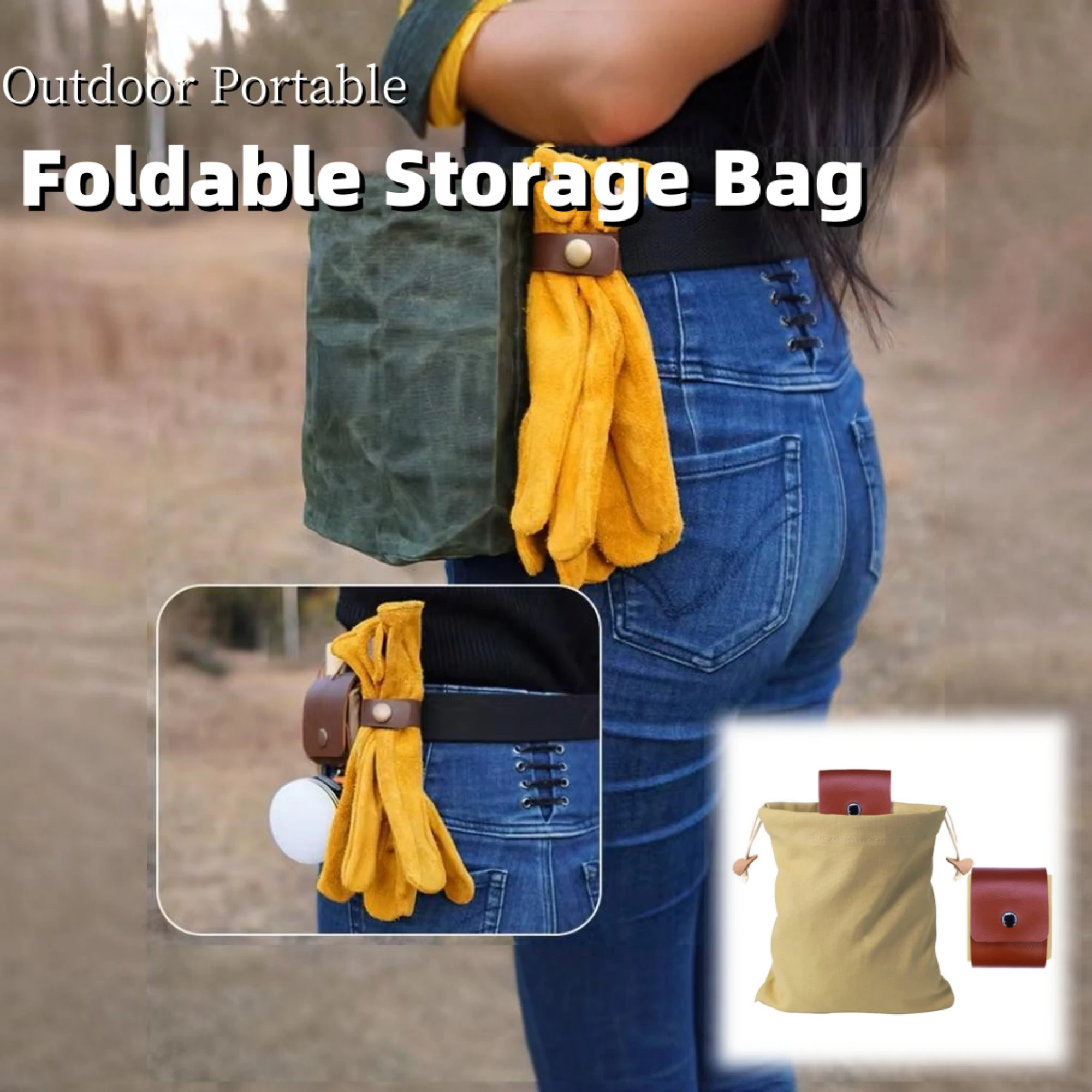 Outdoor Nahrungssuche Tasche Tasche Leder Bushcraft Tasche Gemüse Ernte Garten Obst Pflücken Taille Werkzeuge Lagerung Hängen Beutel Camping – Detail 7