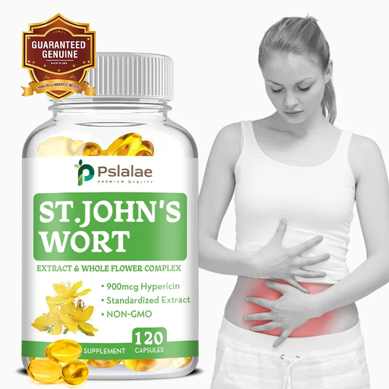 

St. John's Wort Capsules - Reduce Anxiety, Promote Positive Mood, Boost Mental Health, Improves Cognitive Abilities, for Sleep