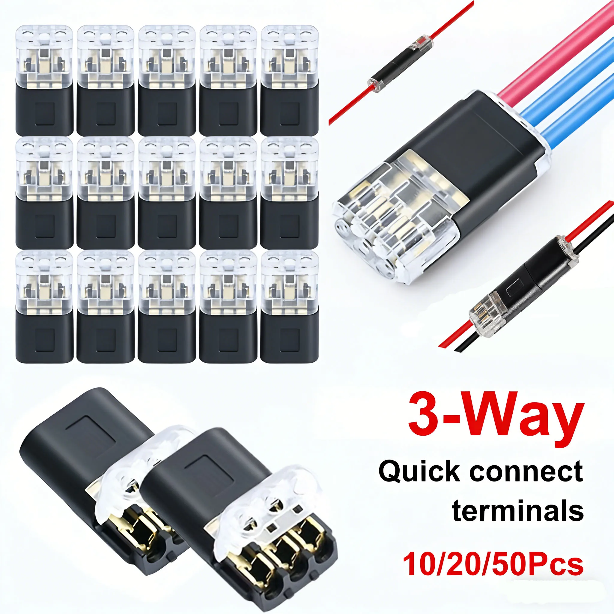 1/2/3 Pin Quick-Connect Terminal Electrical Connector Strip Terminal Car Wire Cable Connection Sealed Dustproof Wire Auto Wiring