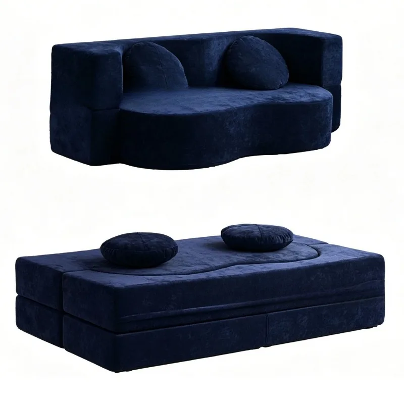 Sofa living room small home leisure fabric sofa, lunch break double sofa, folding sofa bed