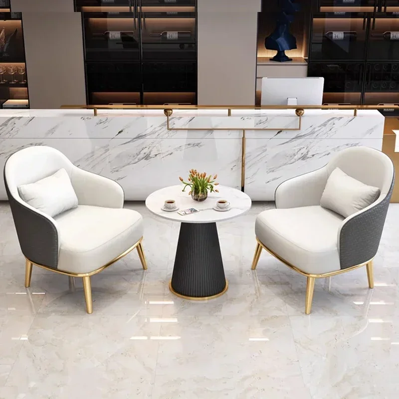 l # Nordic design metal frame lounge chair Hotel bedroom Home furniture modern luxury leather leisure armchair for living room