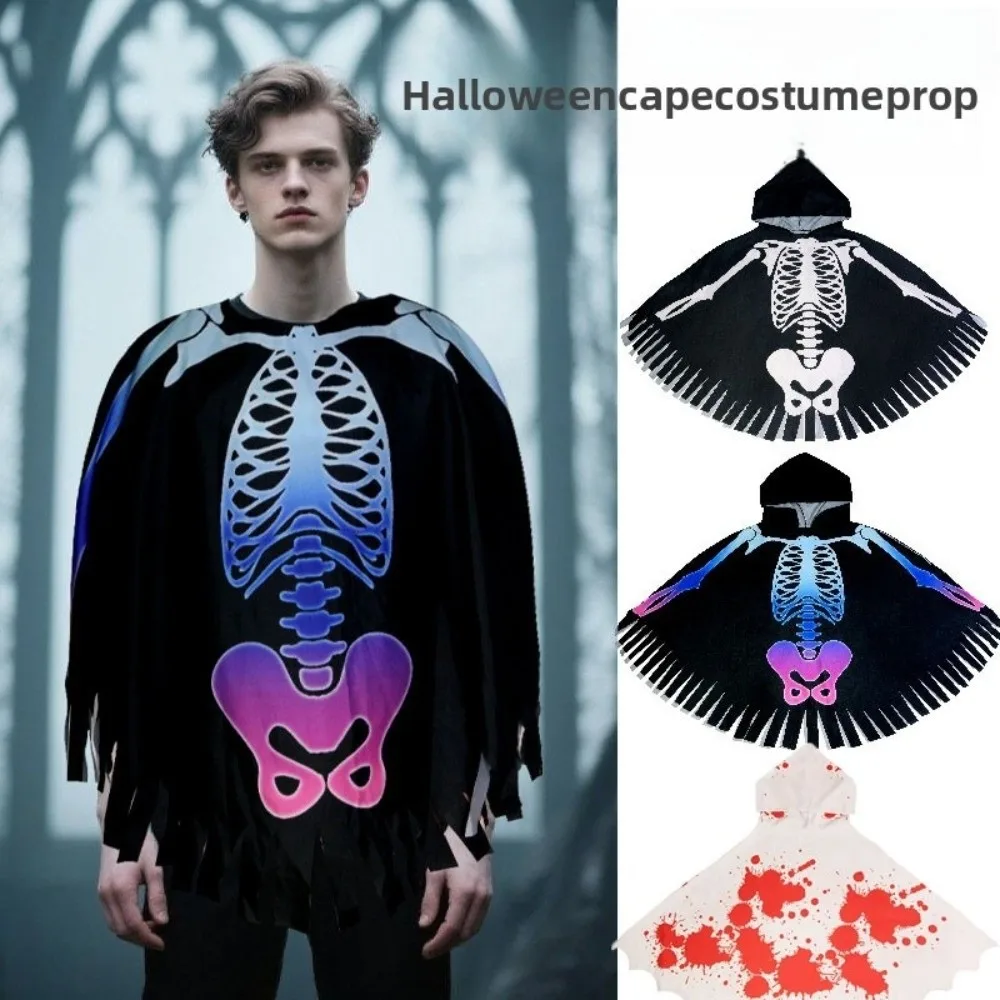 

Funny Cloth Skeleton Cape Goth Ghost Halloween Props Cosplay Costume Performance Skull Bones Cloak Hallowmas