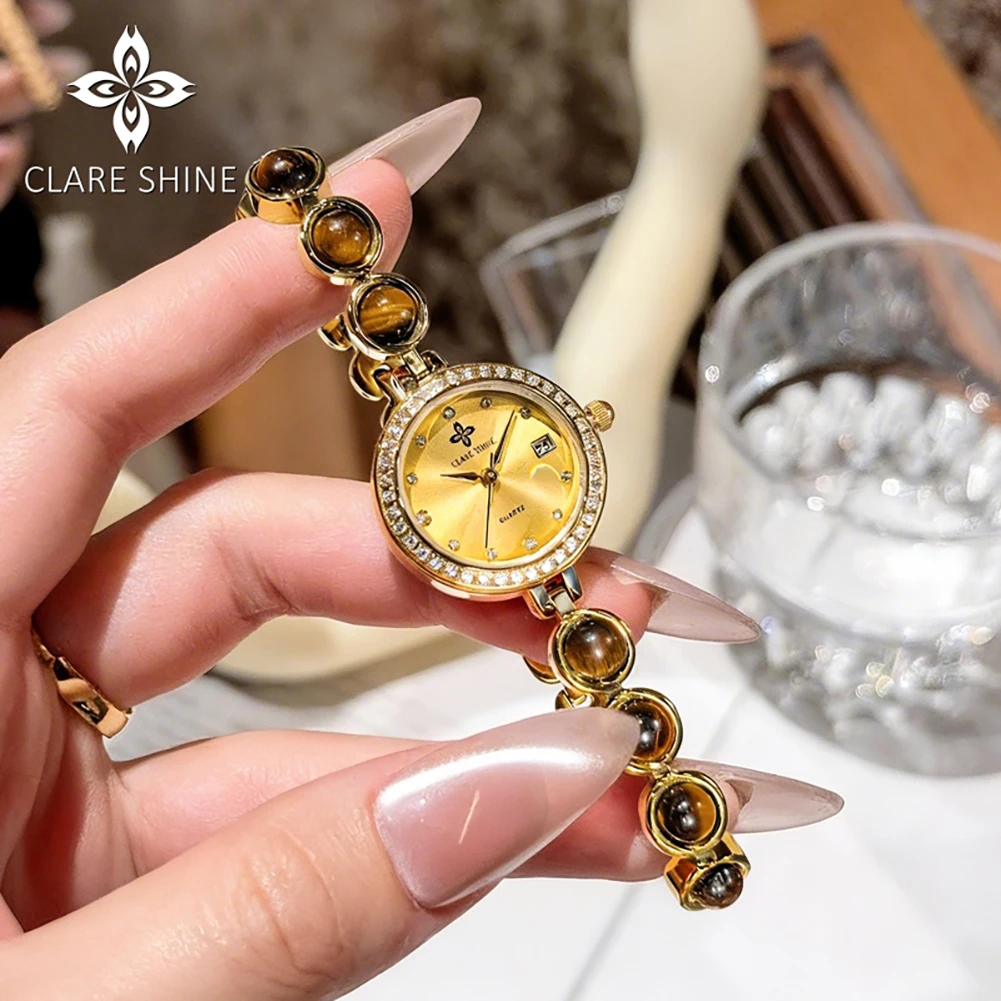 CLARE SHINE 7708 Fashion Imported Quartz Movement Watch For Women Large Three-hand Dial Modern Retro Elegance Watch For Women