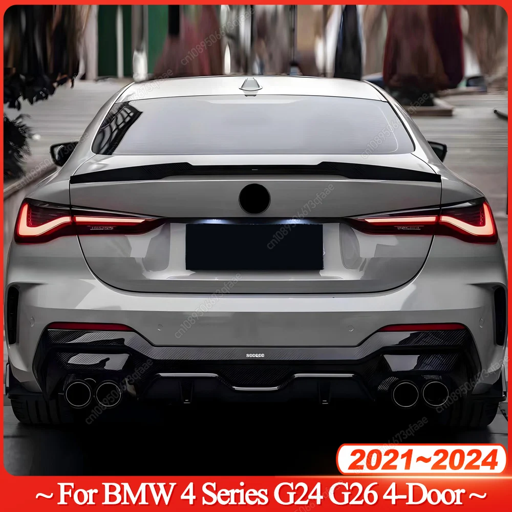 車のリアトランクスポイラーウイング BMW G24 G26 I4 420i 430i M440i M50 グランクーペ 2021-2023 4 ドア ABS グロスブラックボディキットチューニング