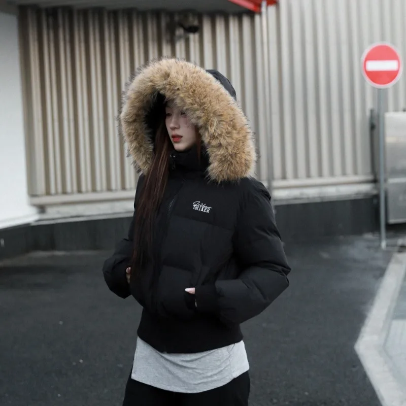 

Retro American Sle Thiened Warm PU Leather Parka Cotton Jaet for Couples Ort Bread Sle Winter Coat for Men and Women 2025