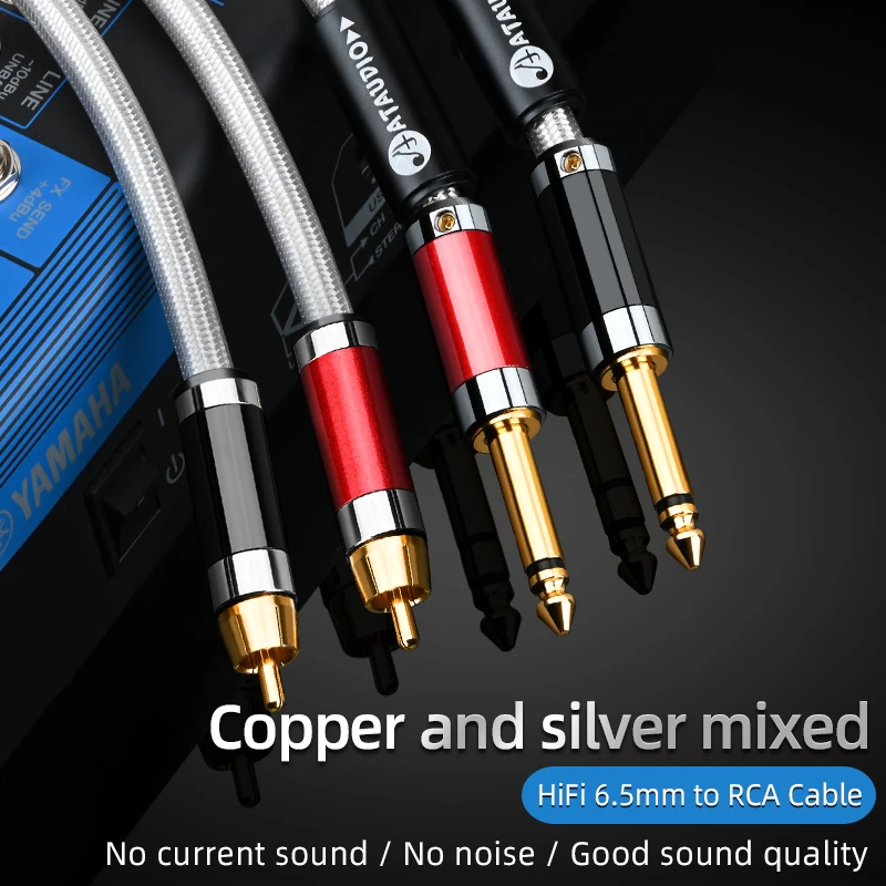 

HiFi Dual 6.5mm to 2RCA Audio Cable Hi-end OCC Mixed Silver with Shielded 6.5mm Jack to RCA Male Stereo Plug Cable for Amplifier