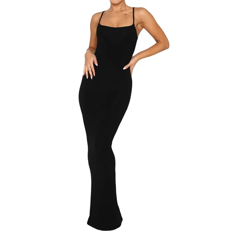 Frauen figur betonte Kleider Sommer ärmellose rücken freie einfarbige Party Clubwear sexy Damen
