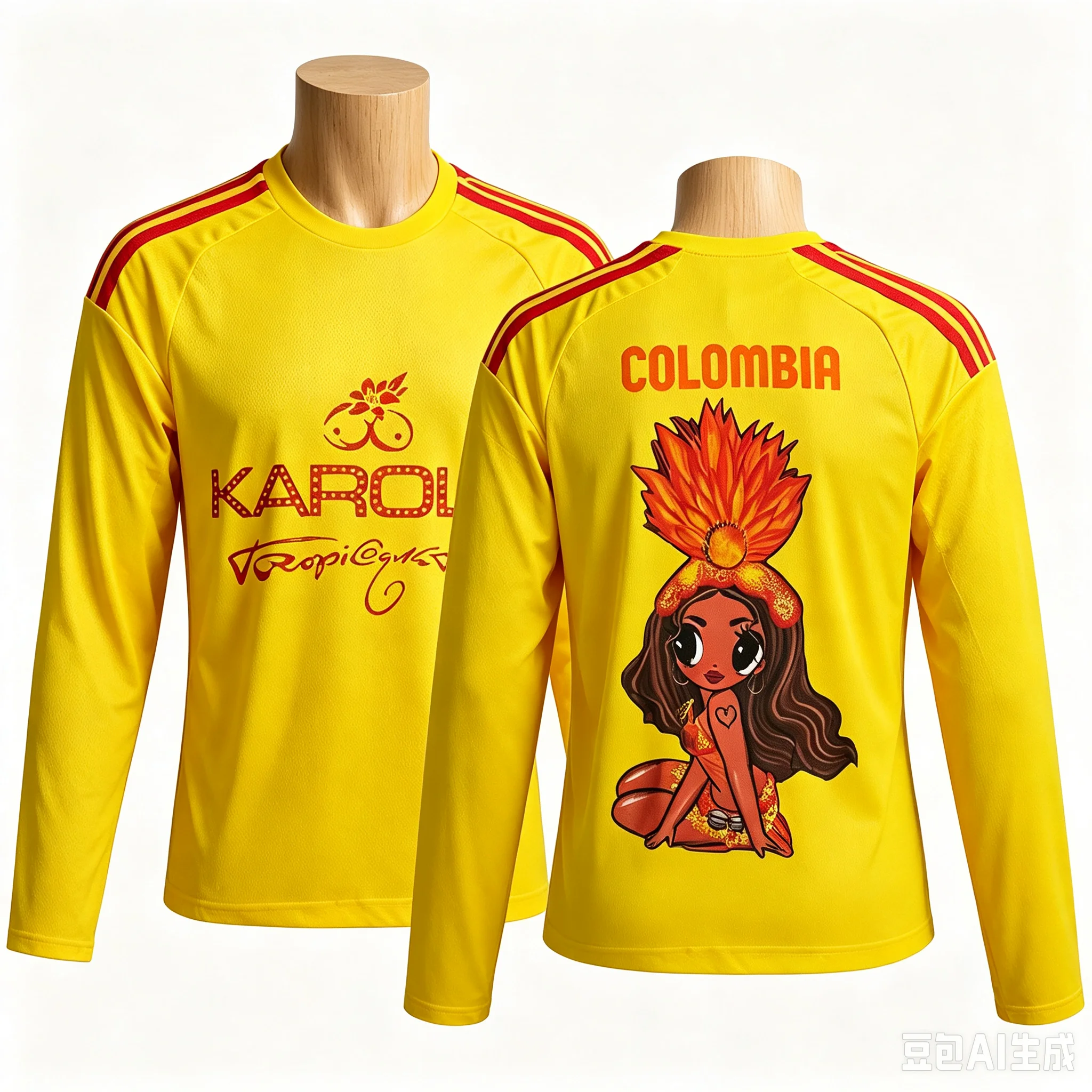 Karol G Colombia Graffiti Soccer Jersey Men Women Tropic Gusto Cartoon Print Long Sleeves Breathable Football Fan Shirt Top 26