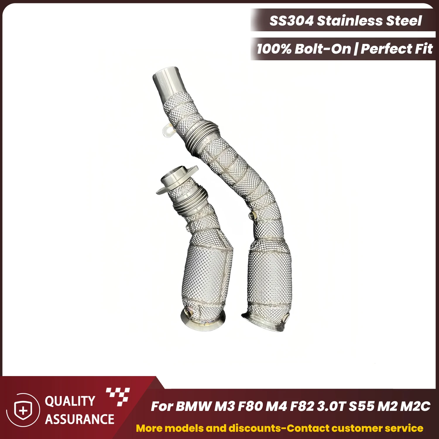 ECCF Downpipe With Heat Shield For BMW M3 F80 M4 F82 3.0T S55 M2 M2C Aggressive Sound High Flow Performance Upgrade