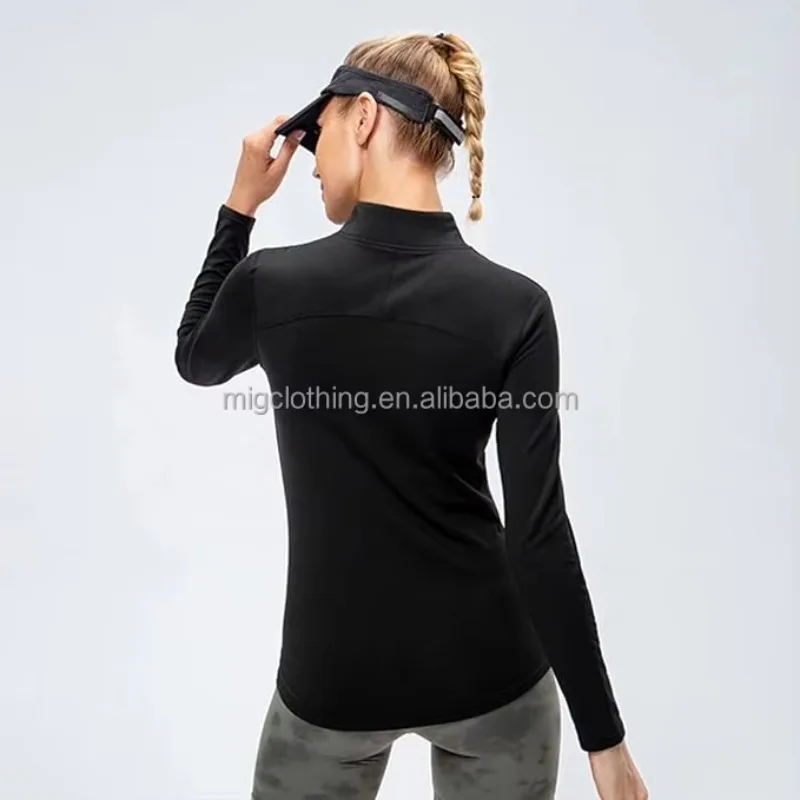 Equestrian Shirt Women's Solid Pattern 1/4 Zip Long Sleeve Quick Drying Breathable Eco-Friendly Four-Way Stretch Horse Riding