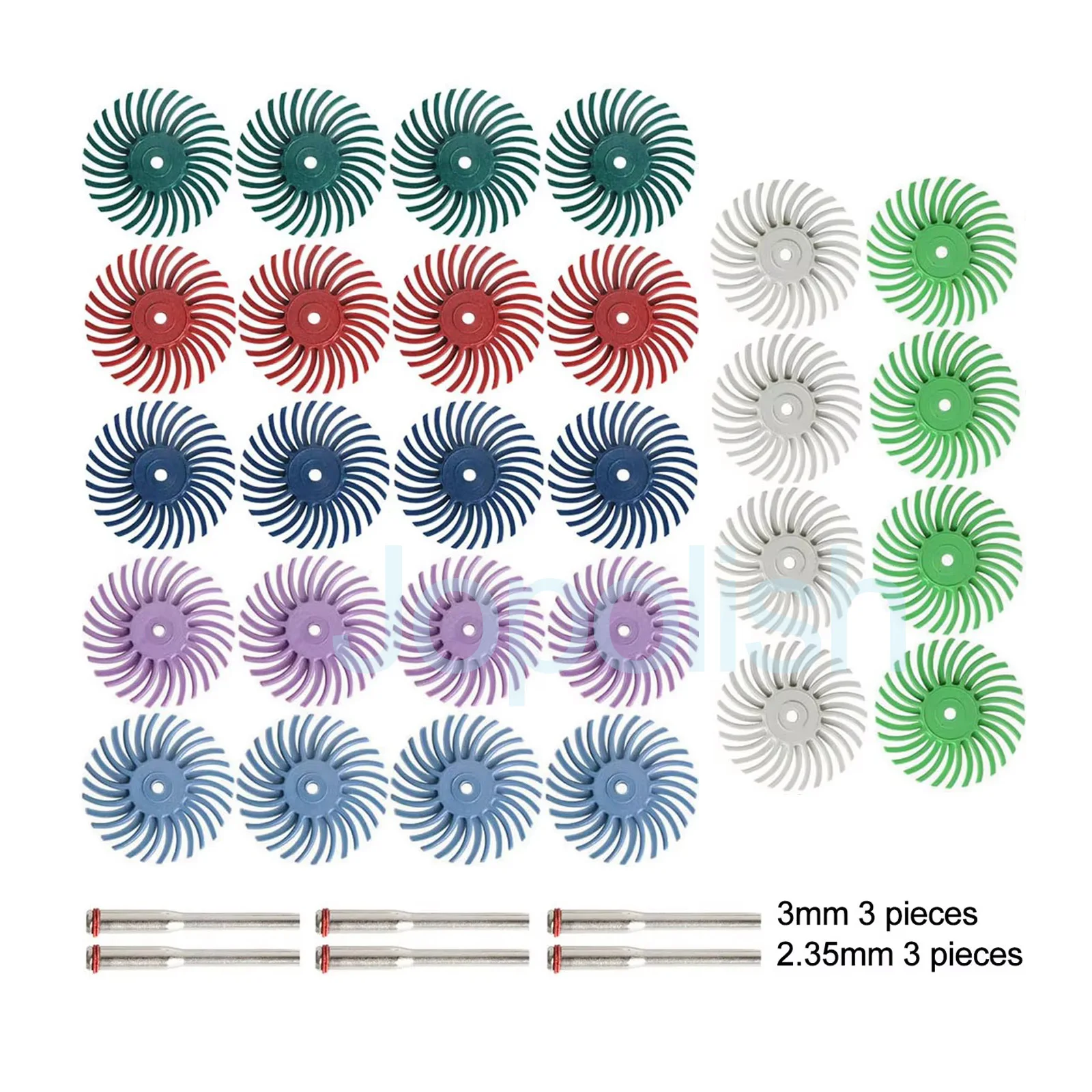 34pc 1Inch Radial Bristle Disc Kit Abrasive Brush 1/8