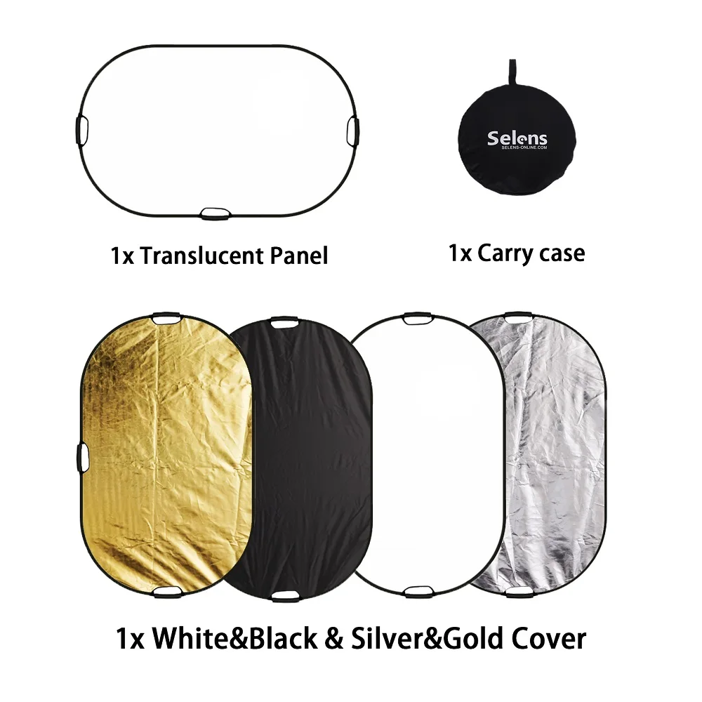 60x90cm Reflector Photography Light Diffuser Portable Camera Light Reflector with Carry Case Reflector For Photography 5 in 1