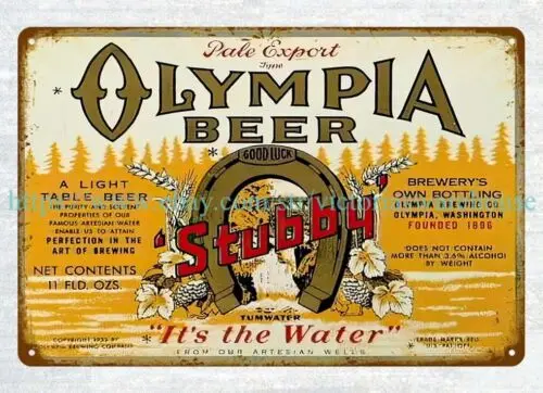 poster metal wall art Olympia Beer kitchen bar liquors metal tin sign