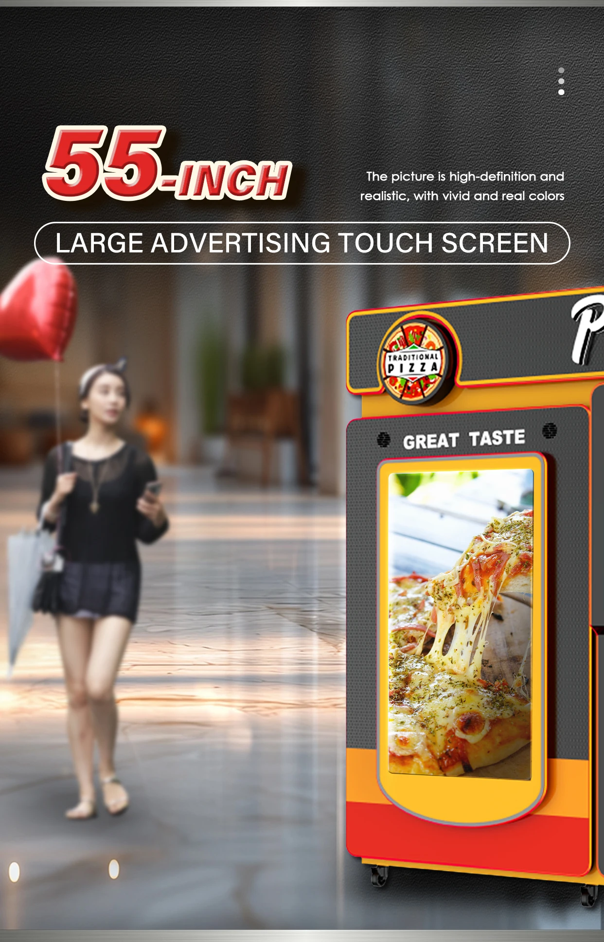 Hot Food Vending Machine Supplier Commercial Smart Fully Automatic Fast Pizza Vending Machine With 55inch Touch Screen