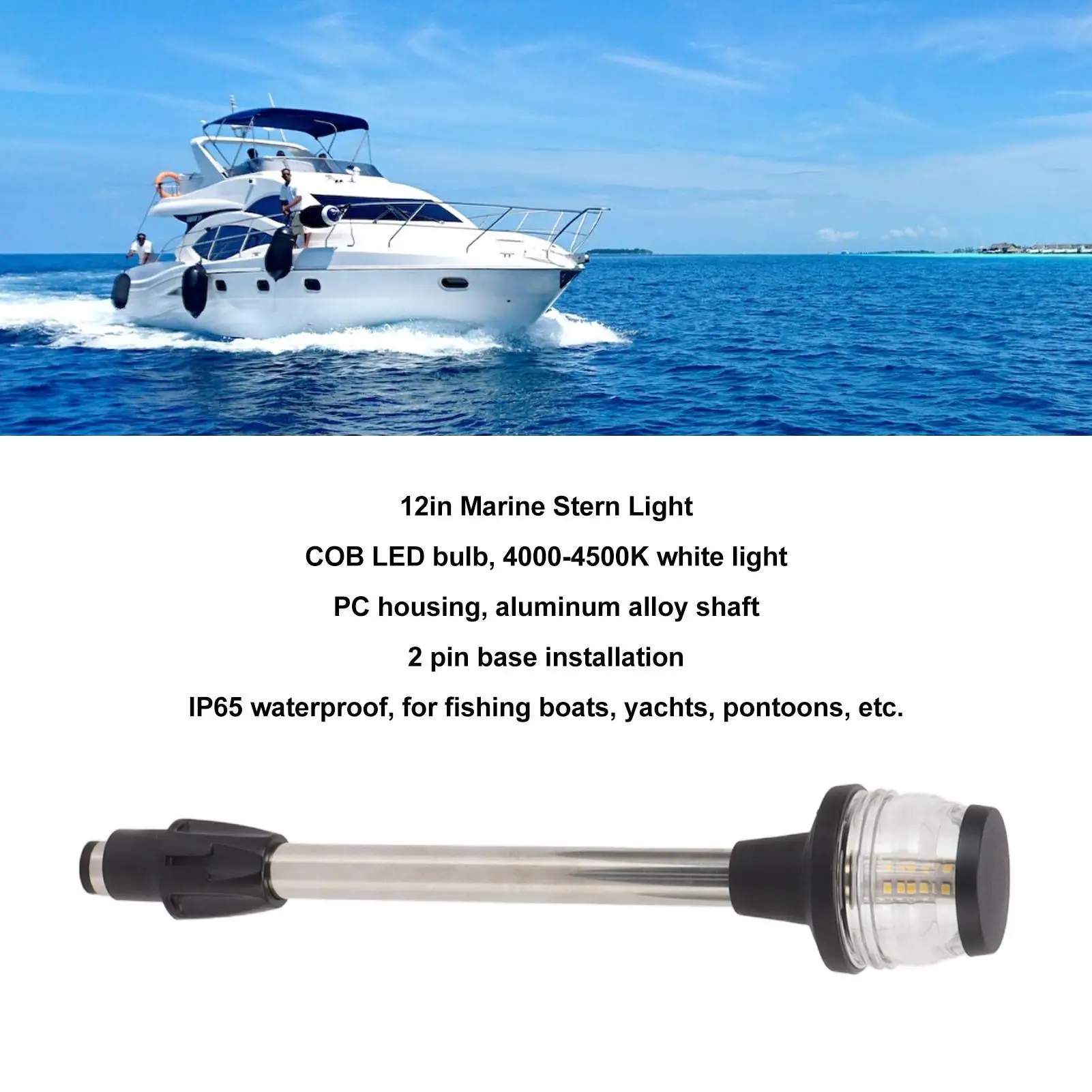 COB Stern Light 2.5W Marine Anchor Lamp DC10-24V Low Power Consumption 250LM for fishing Boats