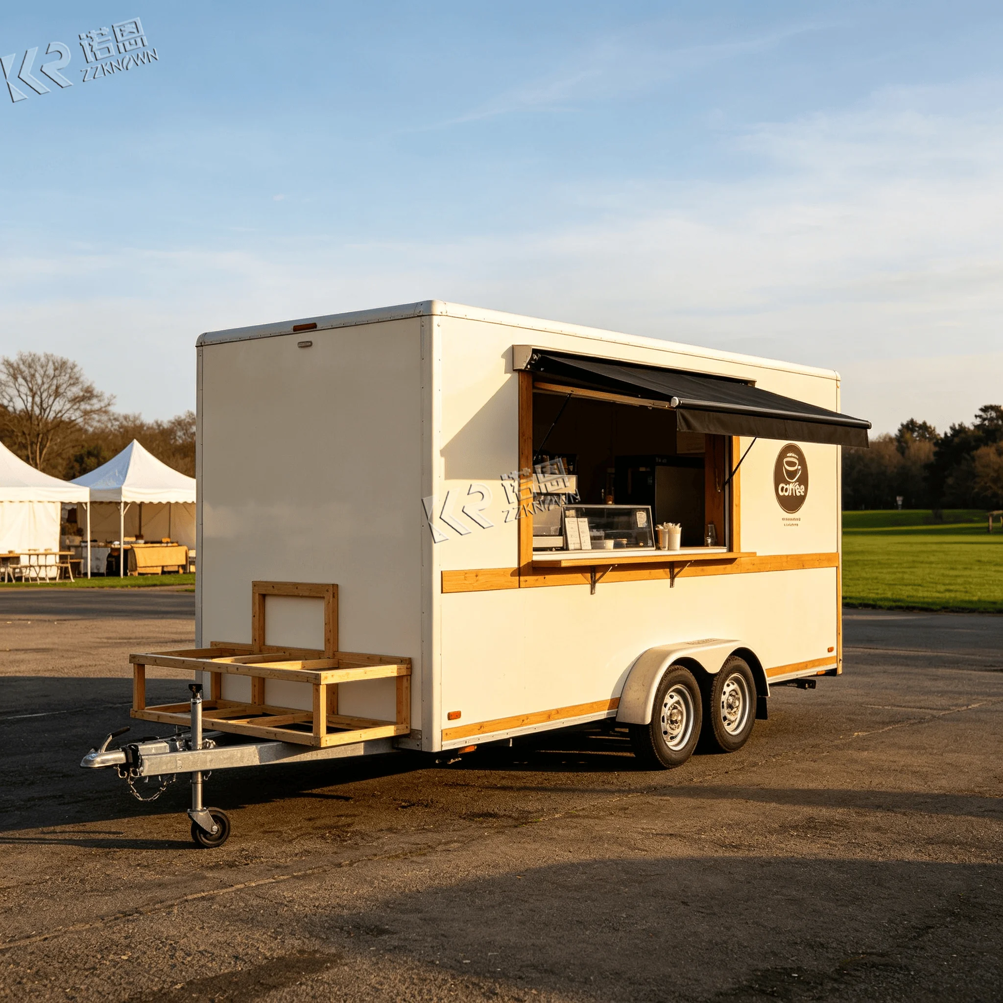 Mobile Food Trailer with Awning Compact Food Cart for Fast Food & Street Vending