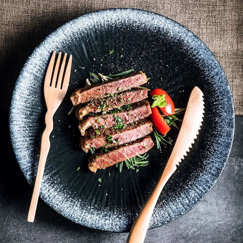 

Elegant Ceramic Steak Plate, Luxury Dinnerware for Restaurants, Premium Flat Plate for Western Cuisine, Modern Dining Plate