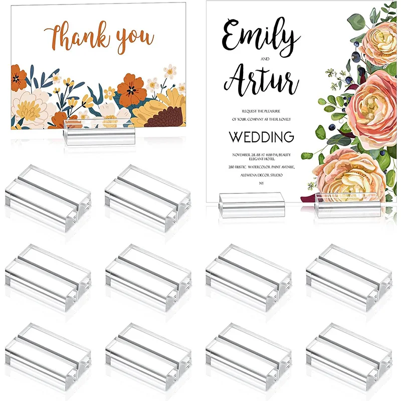 10Pcs/Pack Acrylic Stands Place Card Holders Table Number Stands Card Display for Table Wedding Photos Office Home Decor Tools