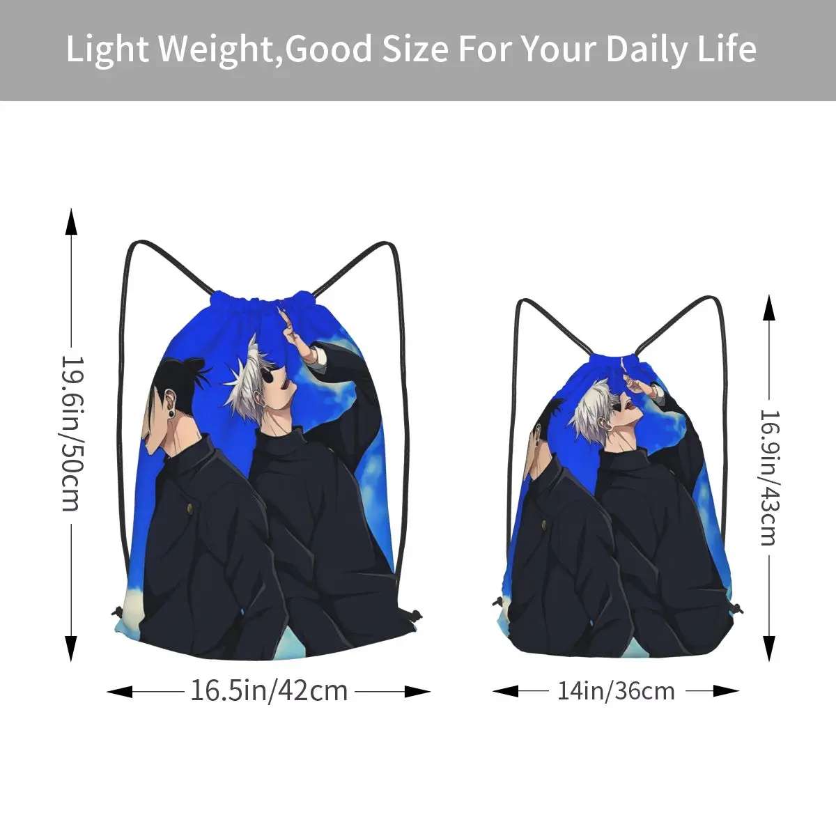 JJK Anime Gojo Satoru Jujutsu Kaisen Backpacks Fashion Drawstring Bundle Pocket Sports Bag Book Bags for Man Woman School