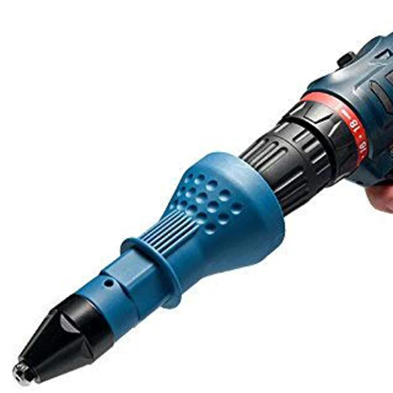 AB09-Rivetto per trapano a batteria elettrico, kit di utensili per trapano elettrico Adattatore per rivettatrice Inserto per dado Accessori per elettroutensili manuali (Nero)