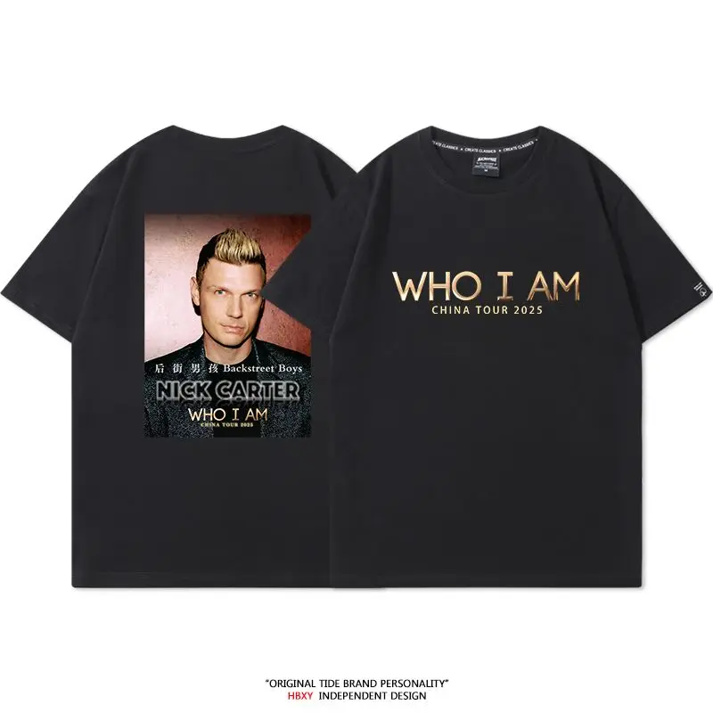 Backstreet Boys Band Nick Carter Tour T-shirt Short Sleeved Men's and Women's Summer American Concert Surrounding Leisure Trend