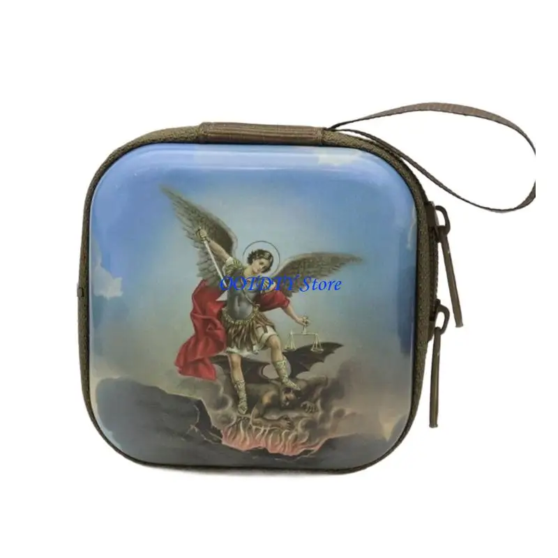 367A Headphone Bag Religious Jewelry Storage Box Catholic Rosary Coin Purses