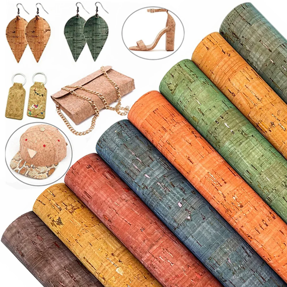 20x30cm Colored Cork Fabric Faux Leather Sheets for Making Earrings,Shoes,Bag,Bows,DIY Sewing Accessories