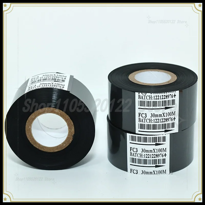 25mm X 100m Thermal Transfer Ribbon, Hot Stamping Coding Ribbon for Labeling Machines, Date Printer Ribbon for Packaging