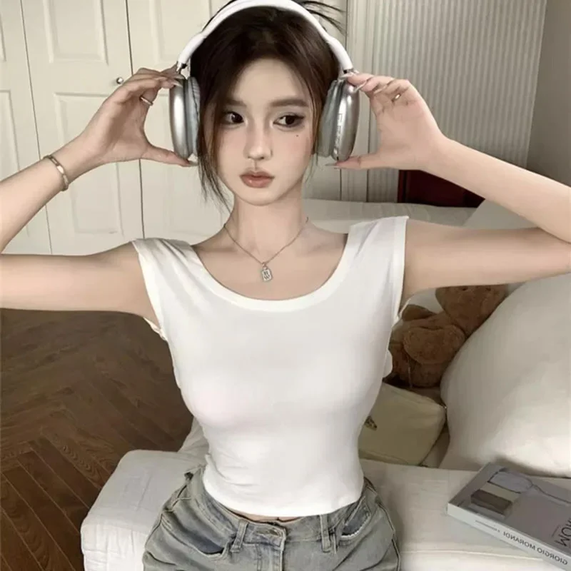 Lucyever Sexy Backless Crop Tops Female Korean Slim Fit Summer Short Sleeve T Shirt Women Fashion Streetwear Y2K Cropped Tee Top