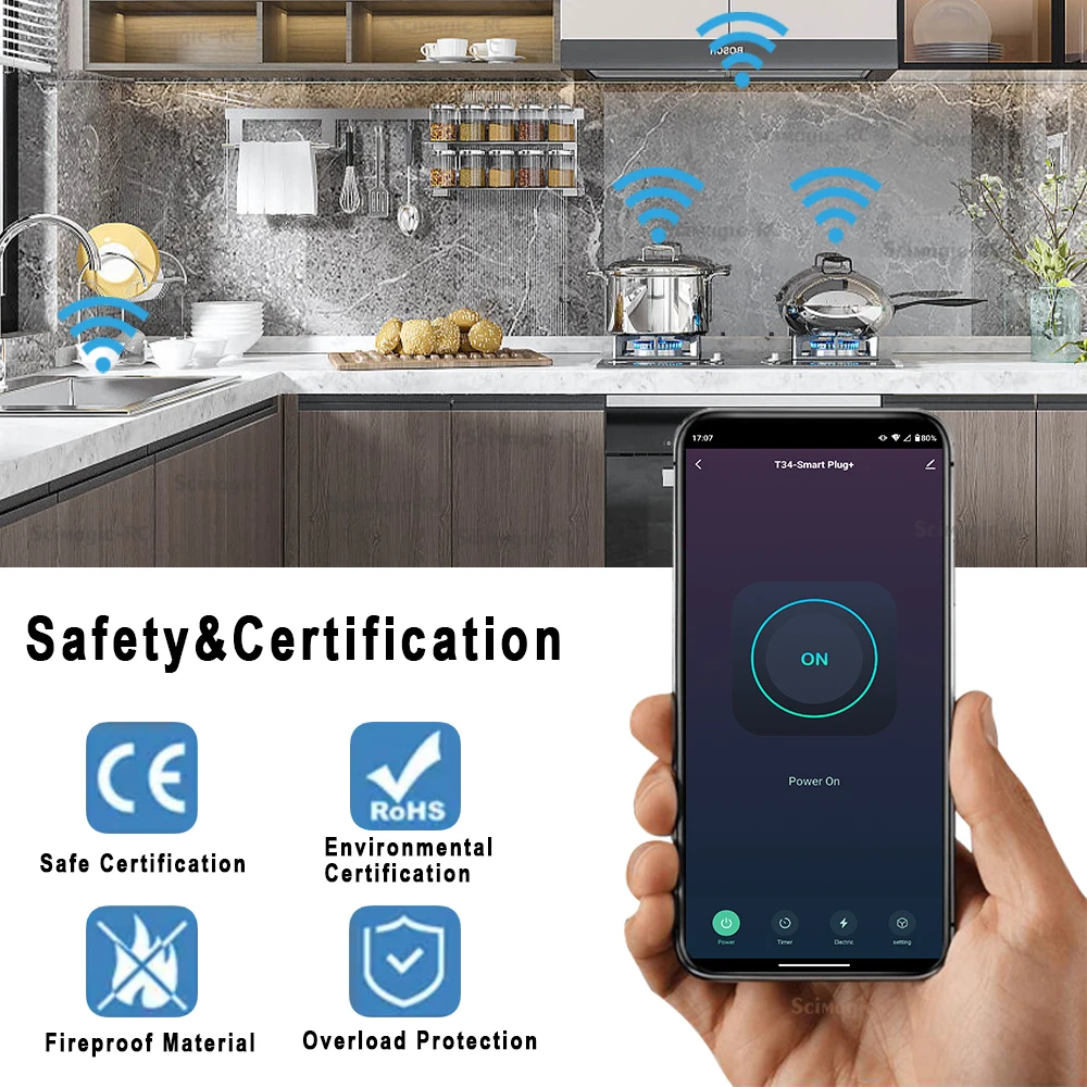 Tuya Smart Plug WiFi مقبس 16A مع توقيت مراقبة الطاقة التحكم في تطبيق الحياة الذكية يعمل مع تطبيق Alexa Google Home Smartlife