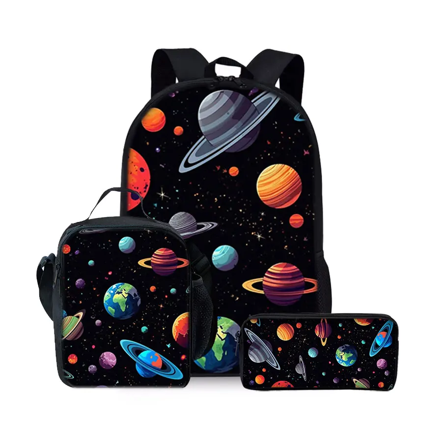 

Planet Pattern Three Piece Set Backpacks for Boy and Girls Best Gifts 3D Cartoon School Backpack for Children