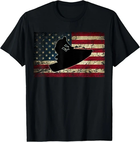 Jet Ski T-Shirt American Flag Shirt Funny Jet Skiing Gifts T-Shirt Harajuku Vintage T Shirt
