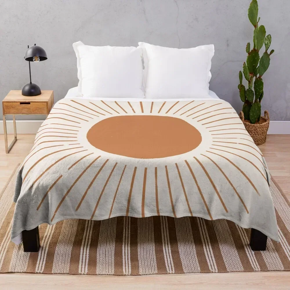 

Terracotta boho sun rays Throw Blanket Cozy Light Blanket for Travel Camping Picnic