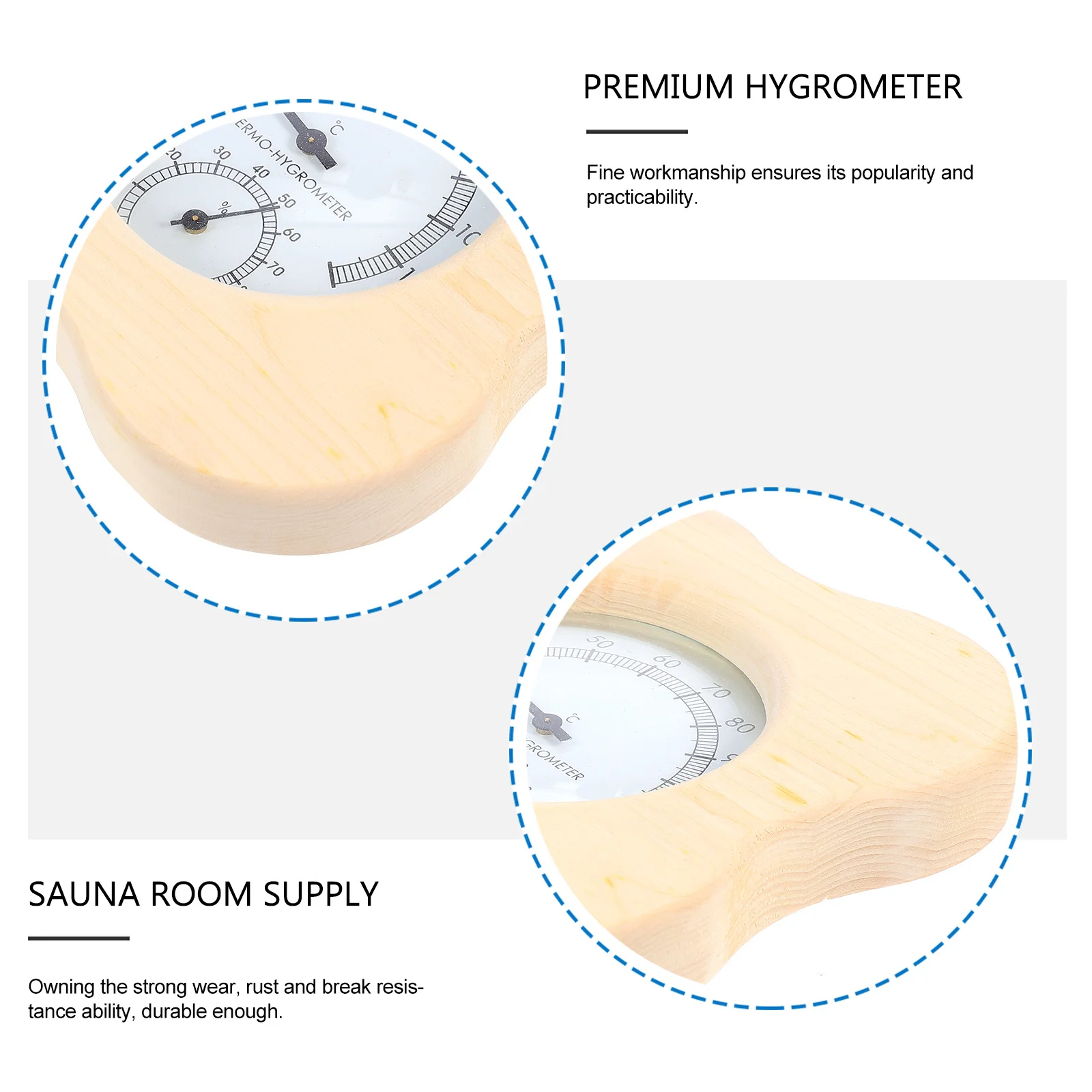 

1Pcs Durable Wooden Hygrometer Sauna Room Equipment Practical Portable Humidity Gauge Multi-Functional Hygrometer