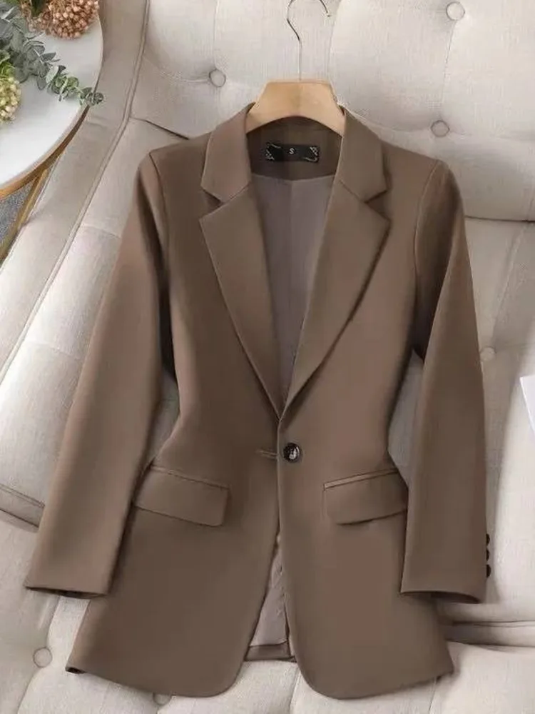 Women\'s Blazer Office Lady Tops Fashion Long Sleeve Solid Simple Solid Elegant All-match Office Lady Blazers Outwear New