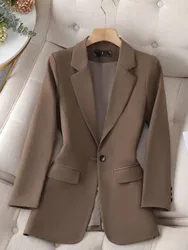 Blazer de bureau à manches longues pour femmes, monochromatique, simple, élégant, tout match, vêtements d'extérieur pour dames, mode Y, nouveau