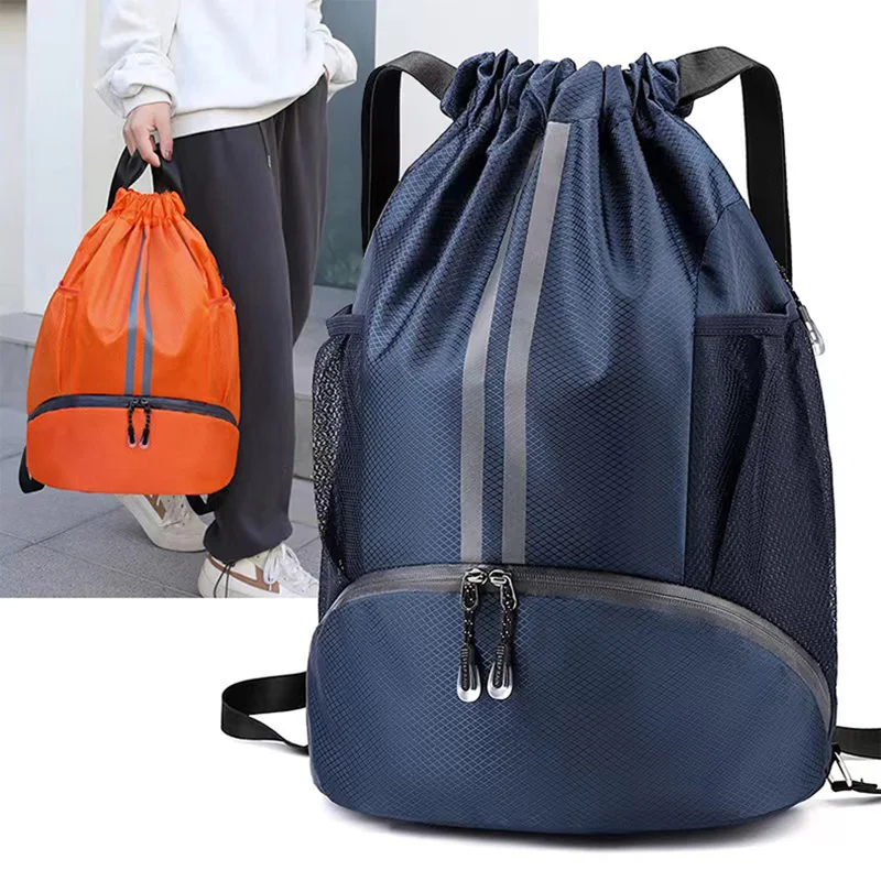 Mochila para gimnasio y Fitness, bolsas de almacenamiento para fútbol al aire libre, mochila deportiva de entrenamiento, bolsa de Camping con correa con cordón multifuncional