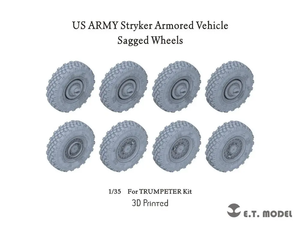 ET MODEL   1/35 P35-155 U.S.Army Stryker Armored Vehicle Sagged Wheels 3D Printed