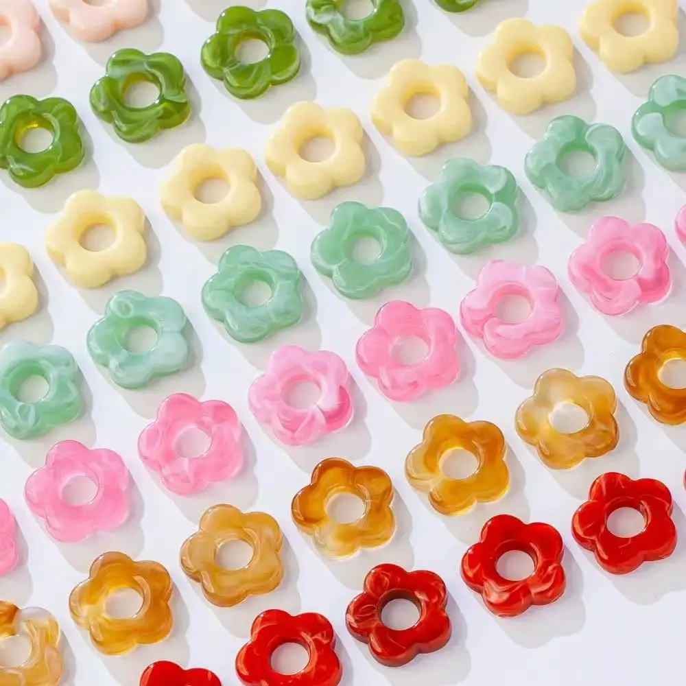 20pcs 19mm No Hole Hollow Five-petaled Flower Smudged Acrylic Beads Flower DIY Hair Accessories Hairpin Chain Jewelry Making