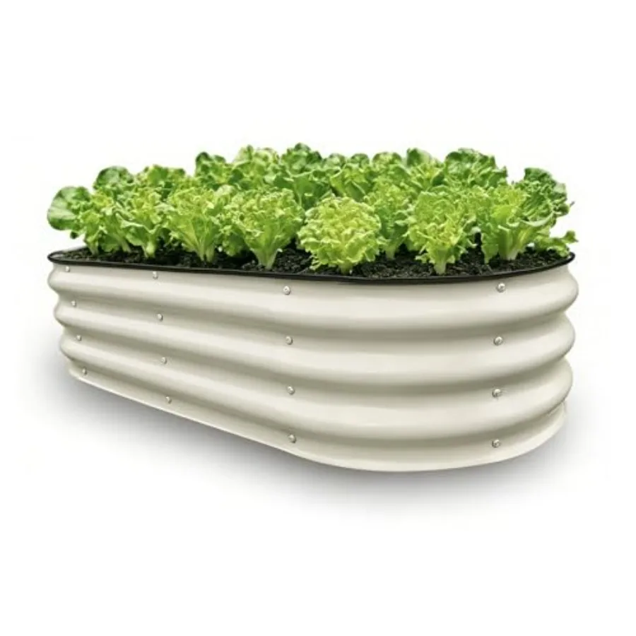 

Outdoor Galvanized Metal Raised Garden Bed Planter Box 4x2x1FT White for Vegetables Flowers Herbs Growing with Durable Design