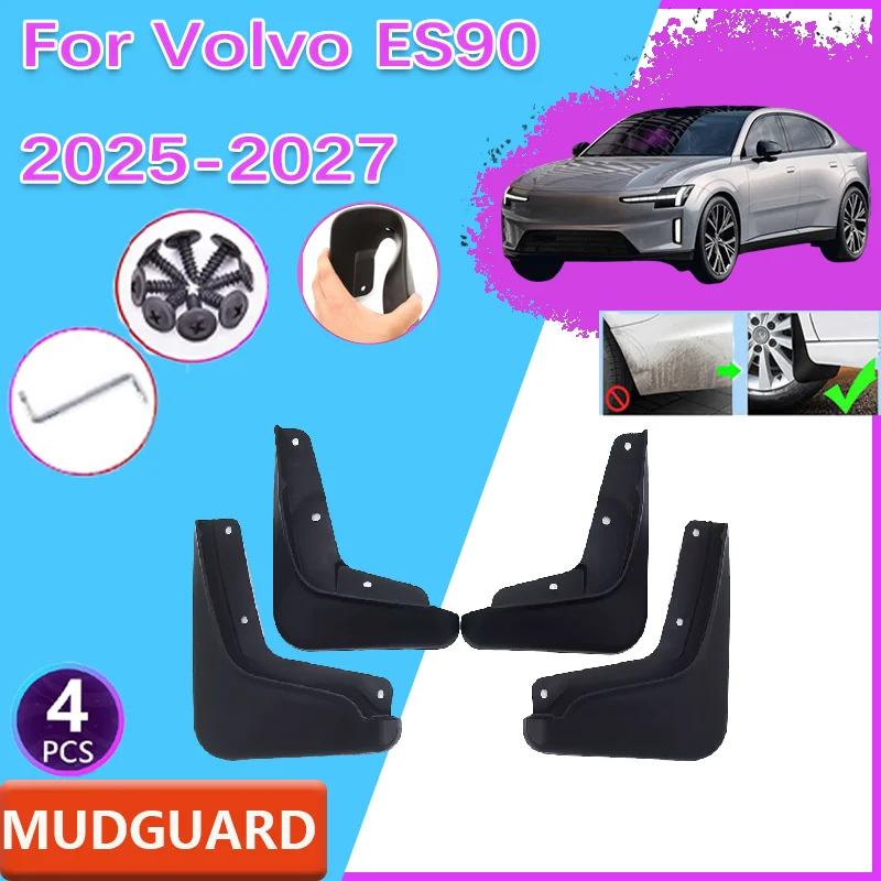 Mud Flaps For Volvo ES90 Accessories 2025 2026 2027 Mudguard Splash Protectors Guards Front Rear Wheel Fender External Body Kits