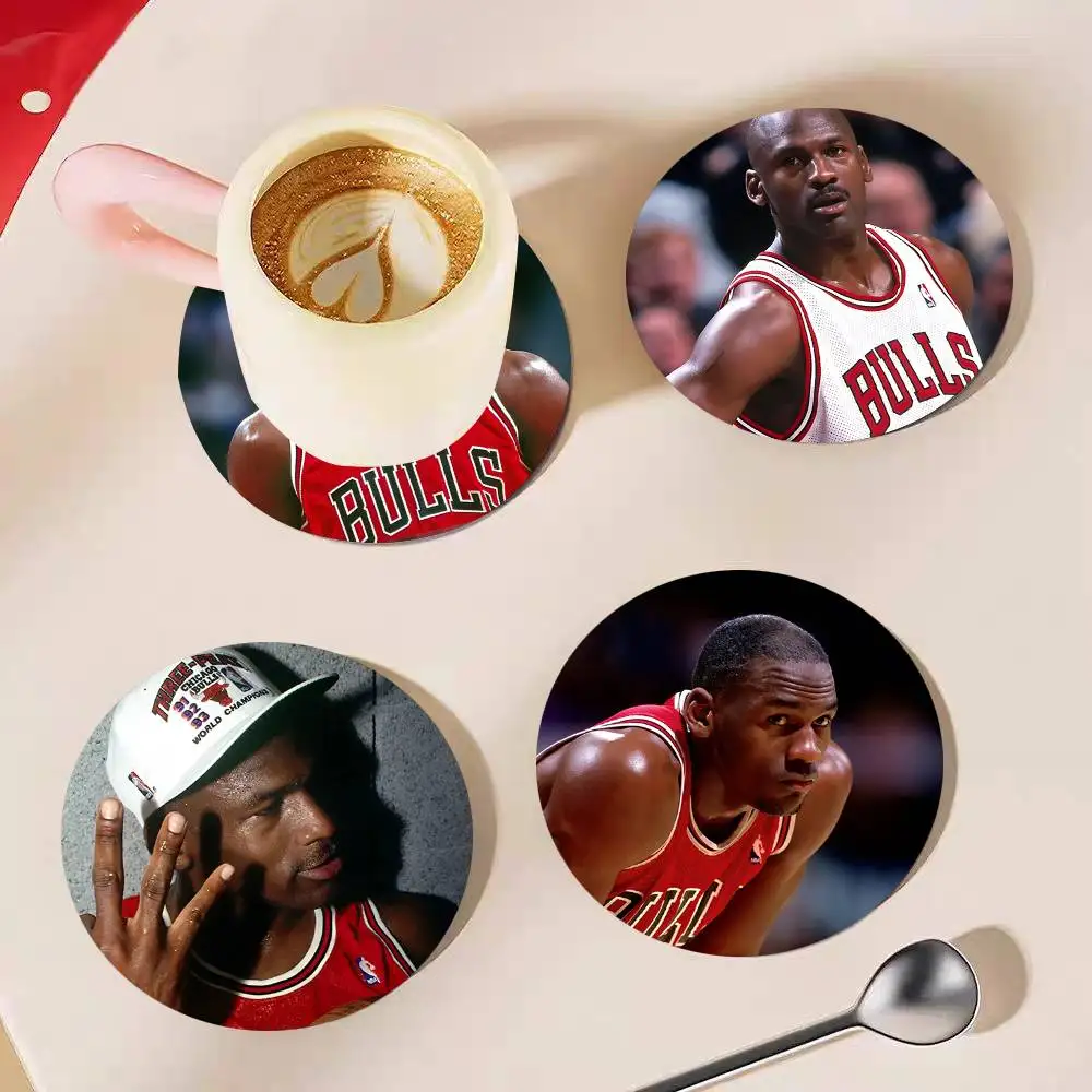 Basketball Star J-Jordan Player Round Wooden Coasters Suitab