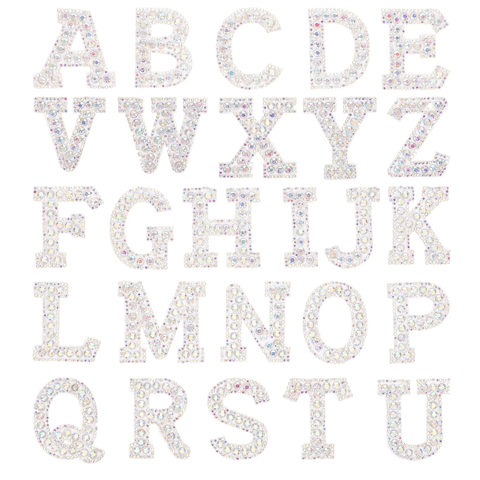 

26Pcs Alphabet Iron on Letter Patches Rhinestone Embroidery for Fabric Shoes Socks Repair Stick on Glitter Letter Decals